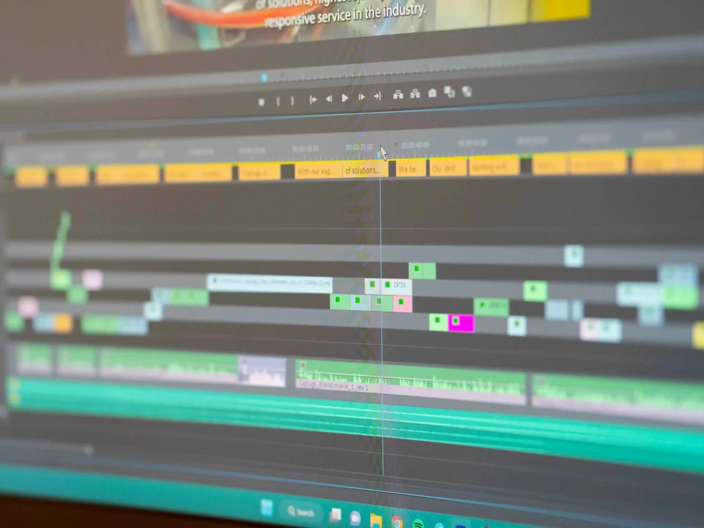 A video editing timeline on a computer screen