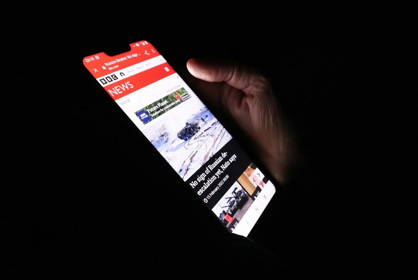 A person browsing a website on a smartphone